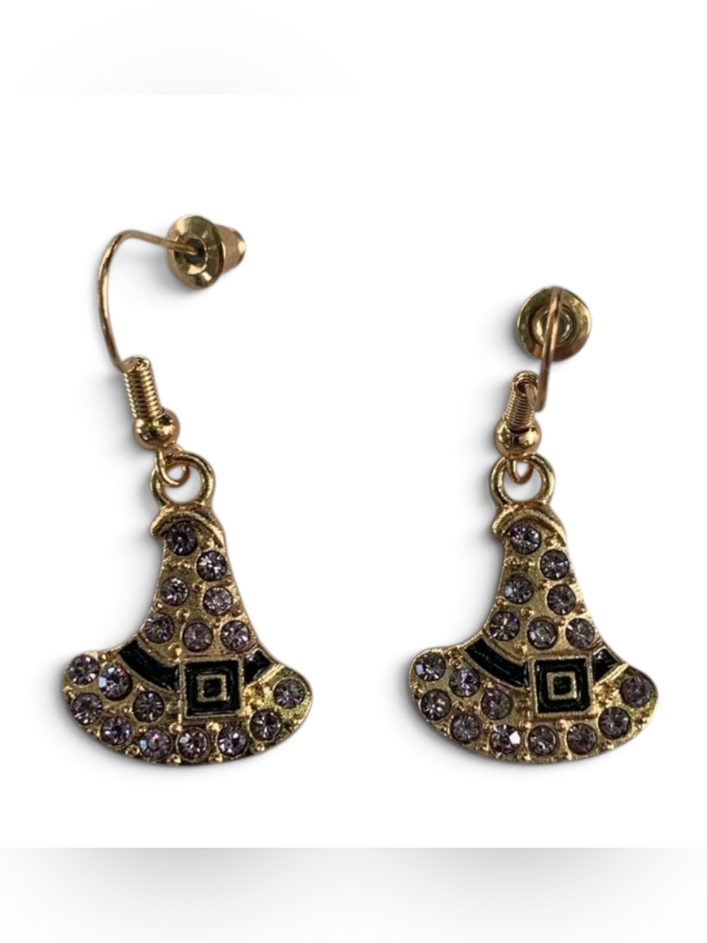 Purple Lilac Sparkling  Witch Hat Earrings Lightweight Halloween Costume Jewelry